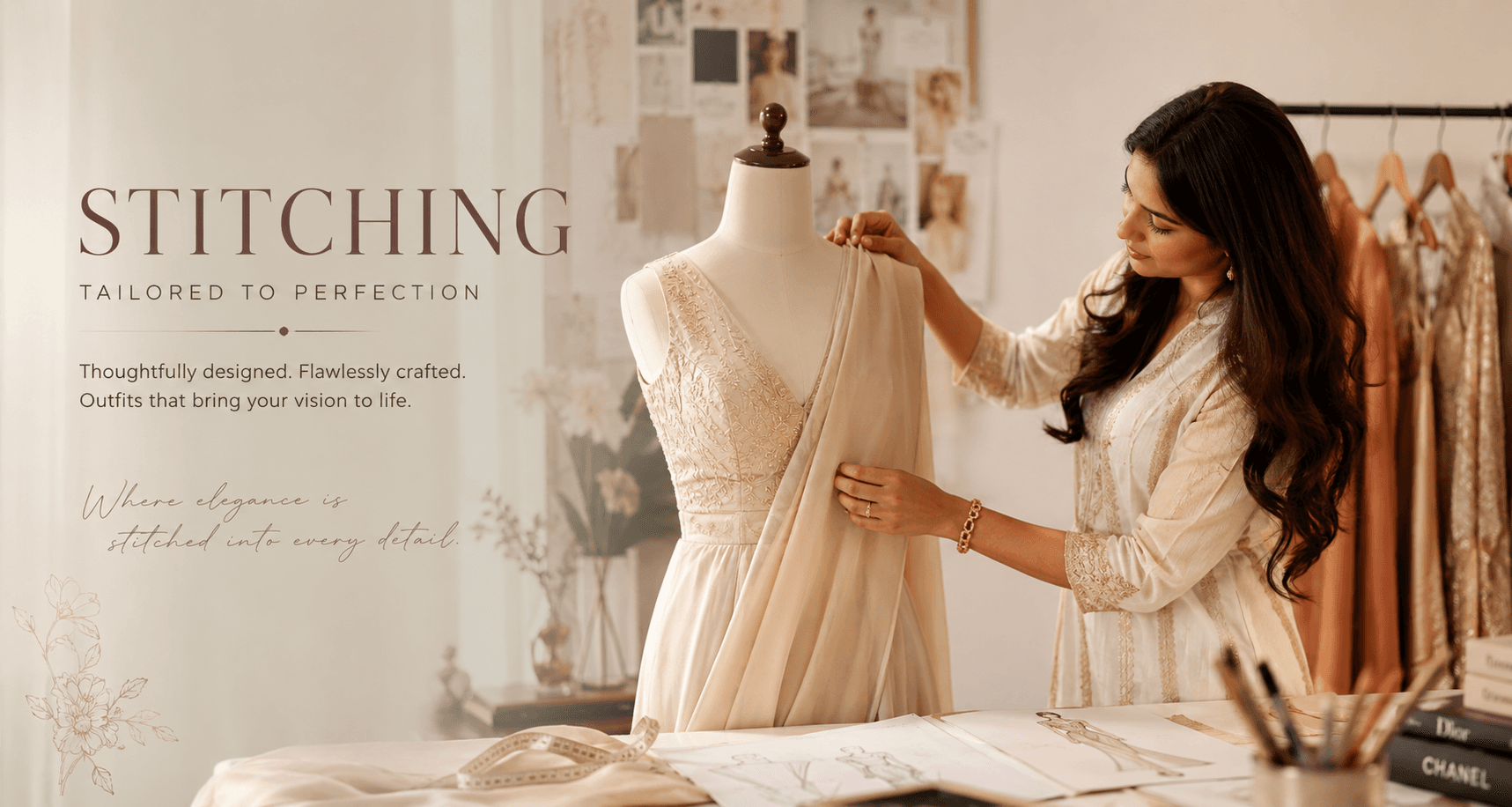 Stitching — Tailored to Perfection. Thoughtfully designed, flawlessly crafted outfits that bring your vision to life.